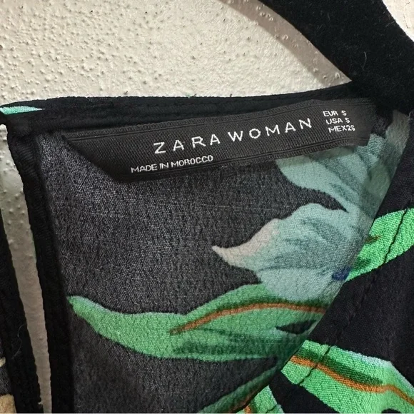 Zara Round Neck Tropical Top Size Small - Picture 5 of 6